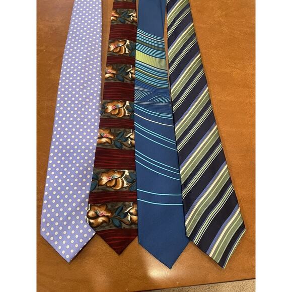 JZ RICHARDS Monsieur Givenchy Silk Tie Lot Geoffrey Bush 4 ties flowers polka - Picture 1 of 3